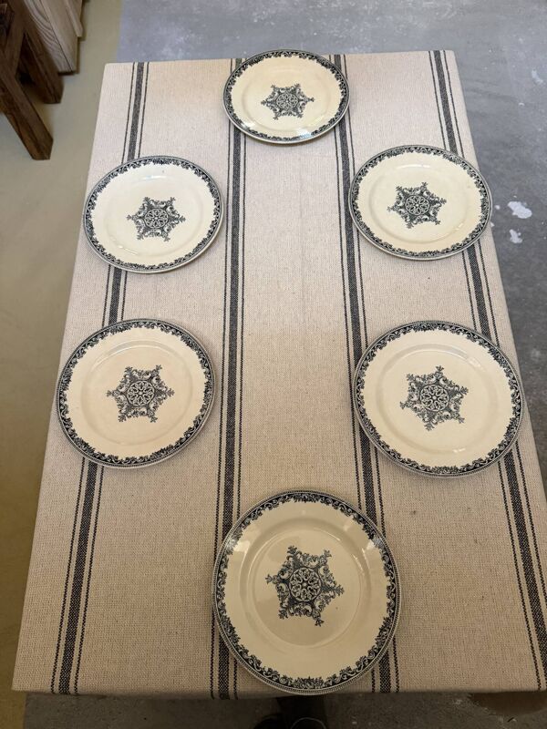 6 assiettes plates Jules Vieillard Bordeaux en terre de fer