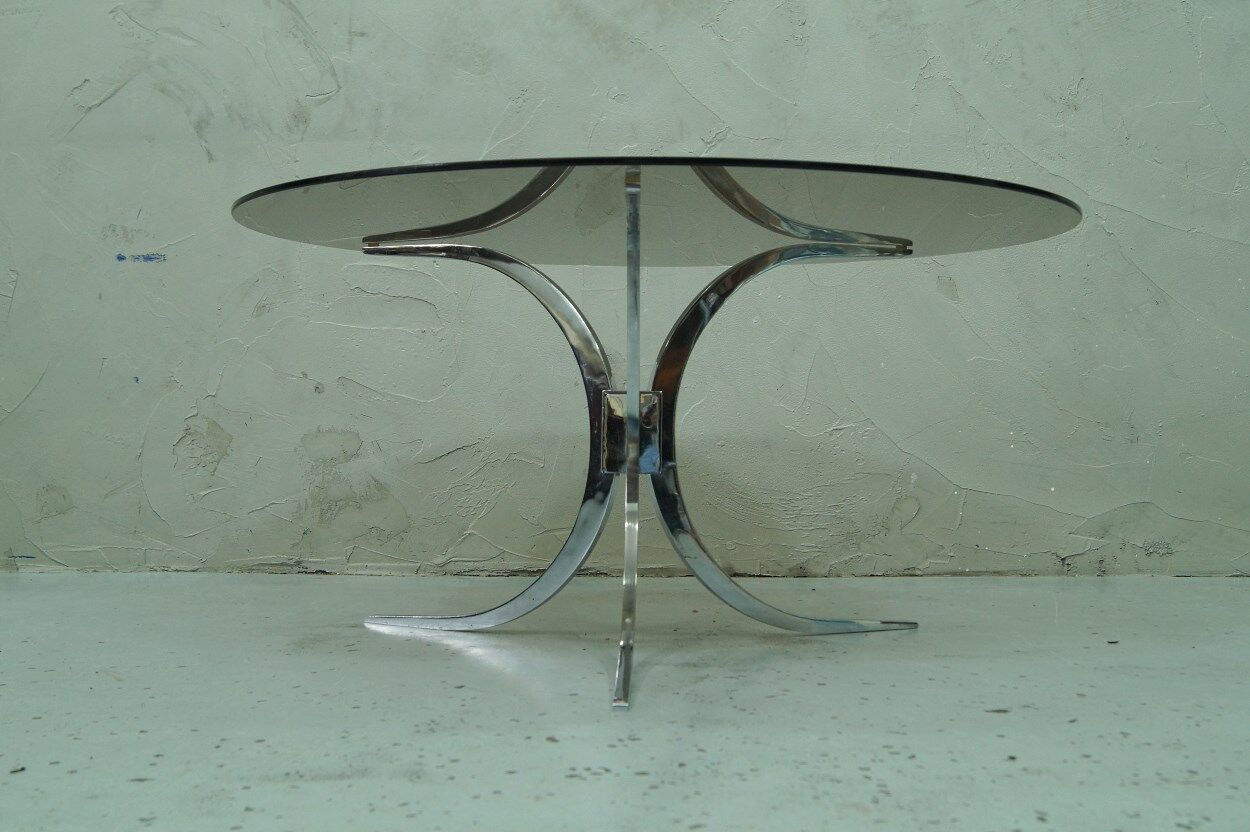Italian modern chrome and glass coffee table, 1970