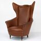 Mid-Century Italian Wingback Armchair in Leatherette, 1950s