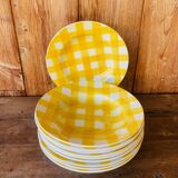 Set of 12 deep plates Digoin Sarreguemines Scottish model yellow.