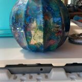 Vase laque line bleu