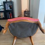 Pair of Rampe armchairs in cherry wood – high-end fabric