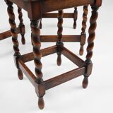20th Century set of 3 oak and rattan nesting tables