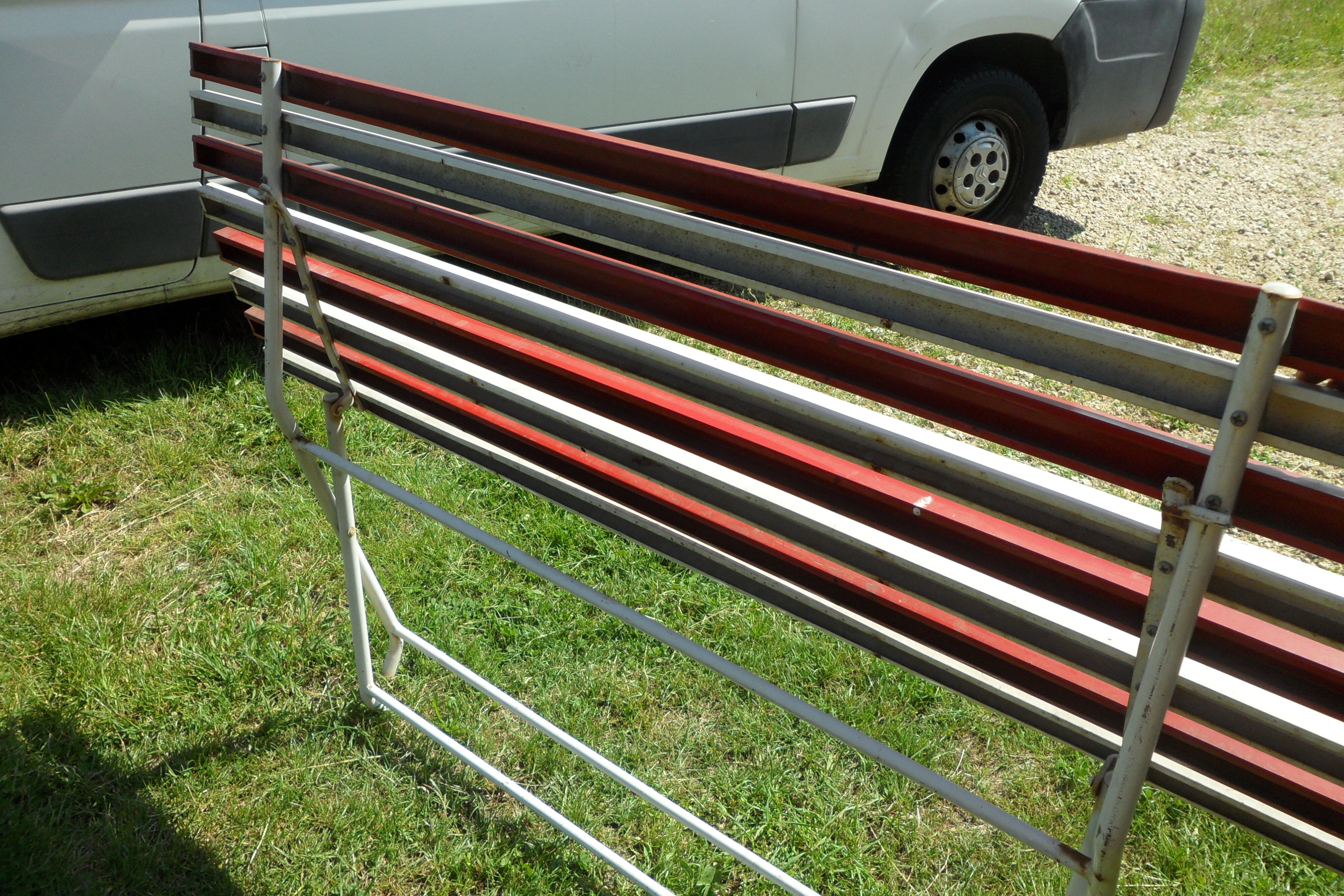 Folding bench with iron slats