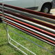 Folding bench with iron slats