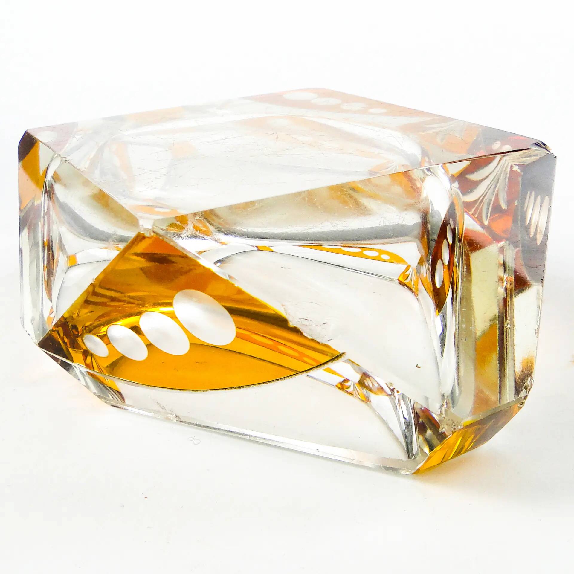 Art Deco ashtray, crystal glass, Huta Julia, Poland, 1960s