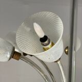 Venetian chandelier in colorless and white murano glass, venini circa 1940