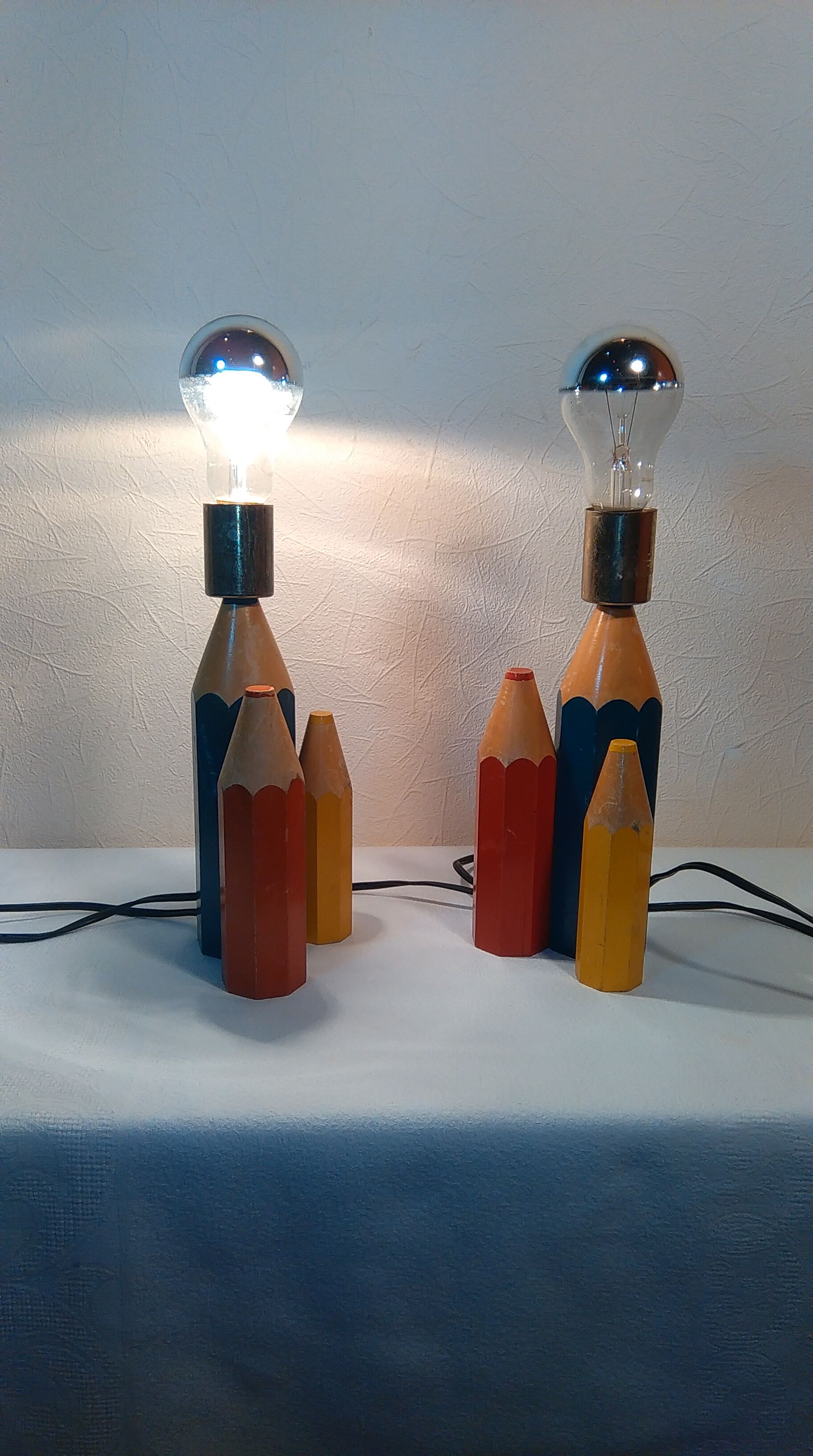 Pair of lamps pencil 70s