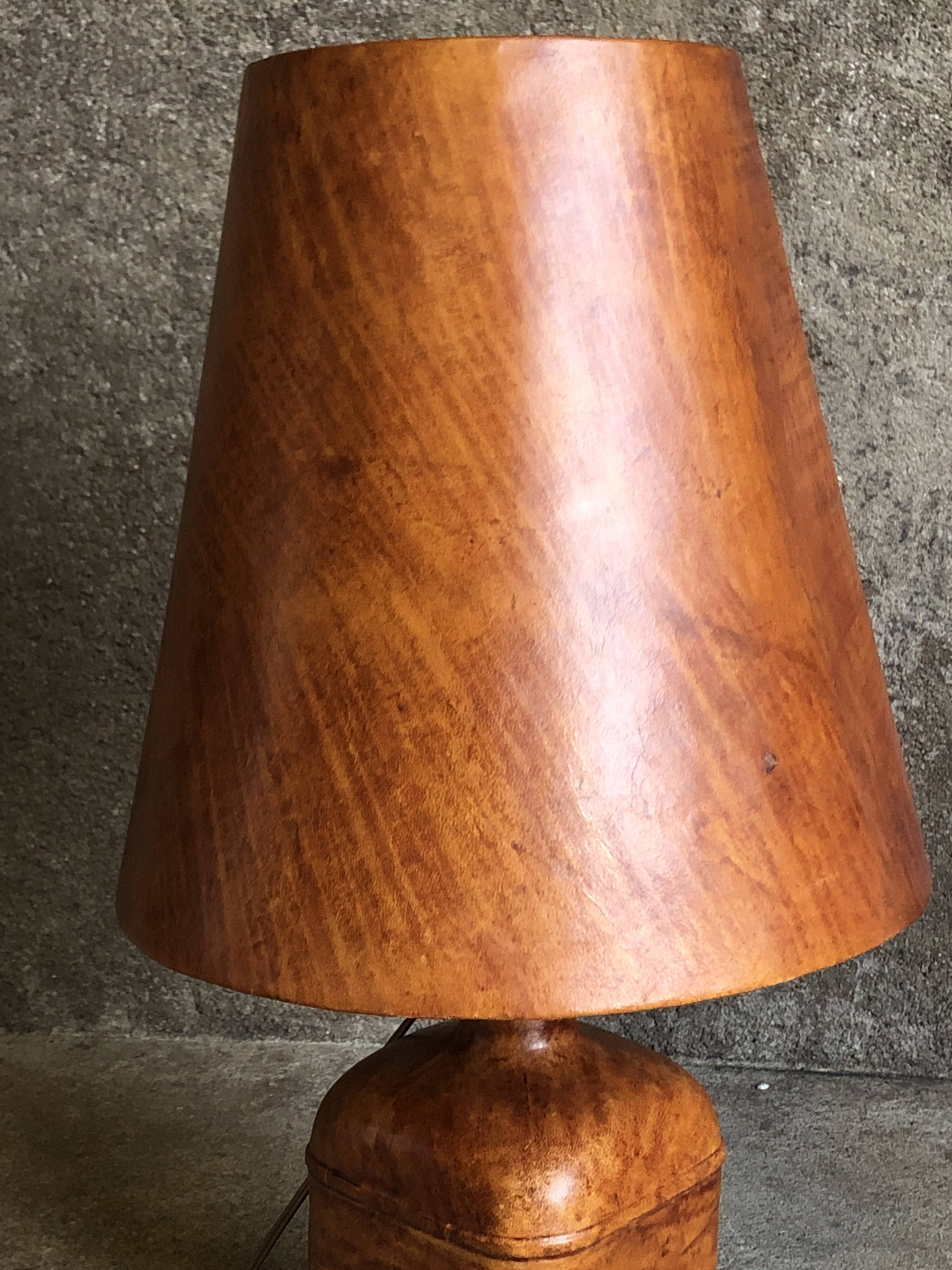 Large vintage leather lamp