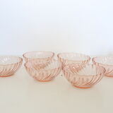 Rosaline pink glass bowls, arcoroc, lot of 6, vintage french, vintage