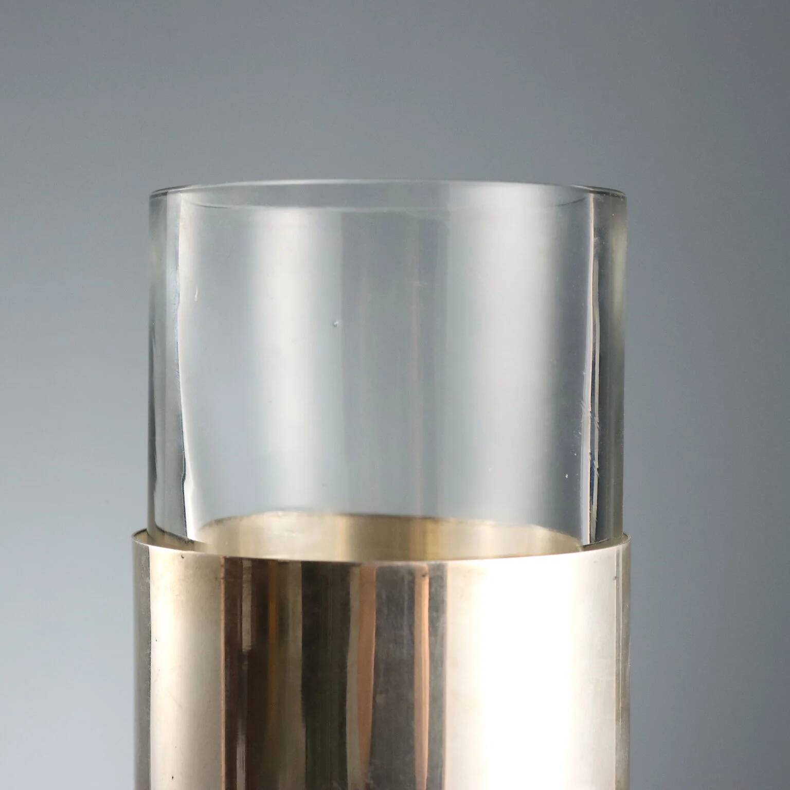Vintage crystal and silver vase, Italy, 20th century