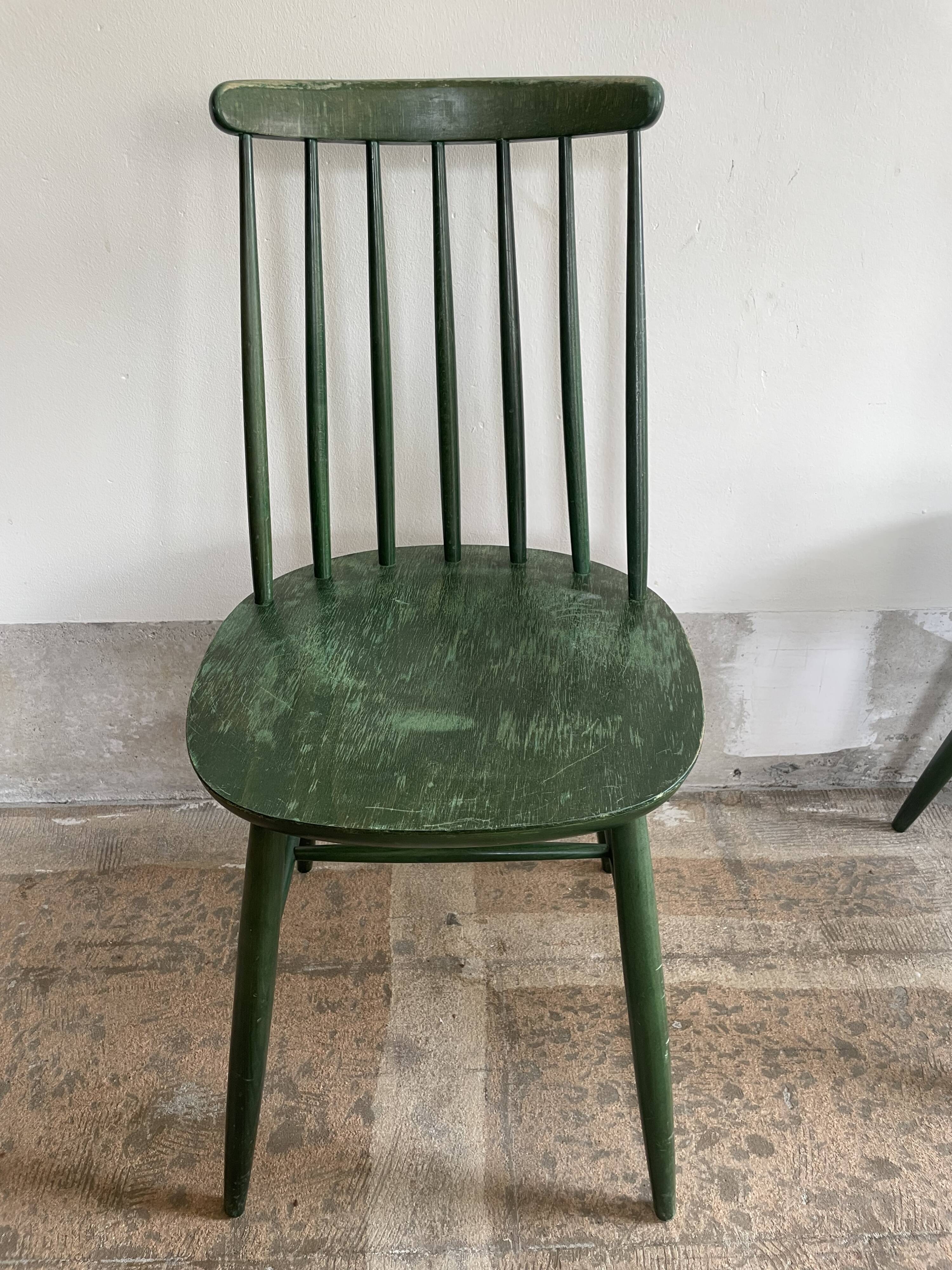 Cinq chaises Fanett vertes par Ilmari Tapiovaara pour Edsby-ken