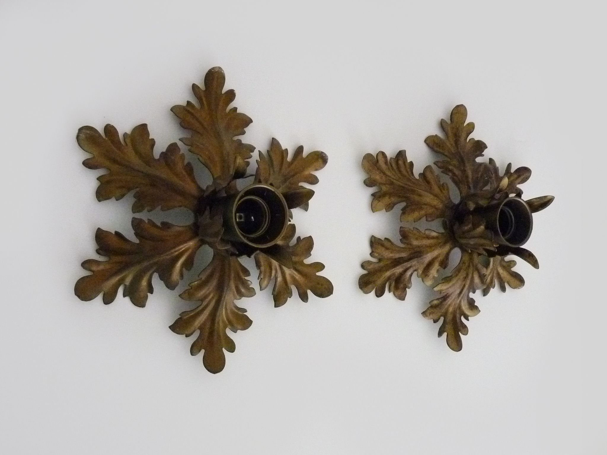 Pair of ceiling lamps, seventies