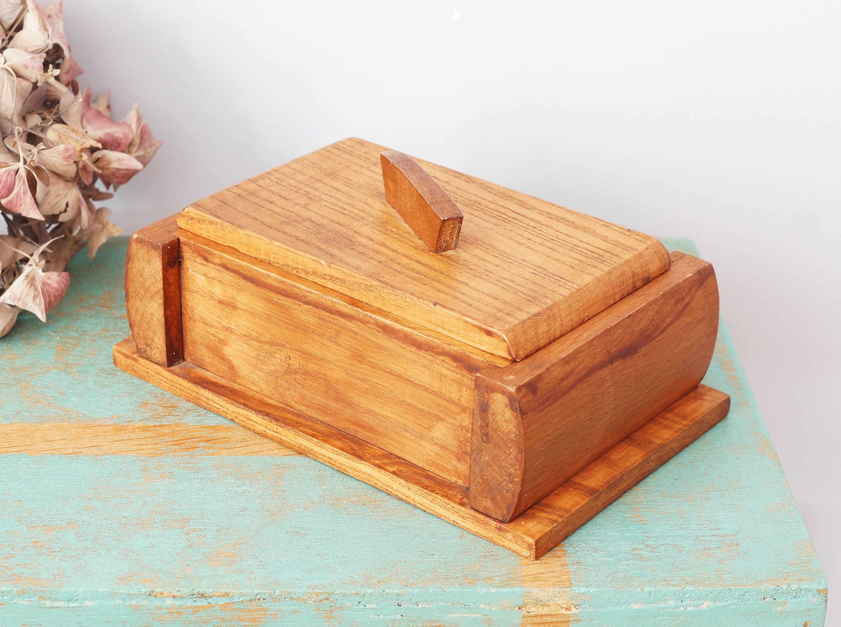 Handcrafted wooden box in art deco style, vintage