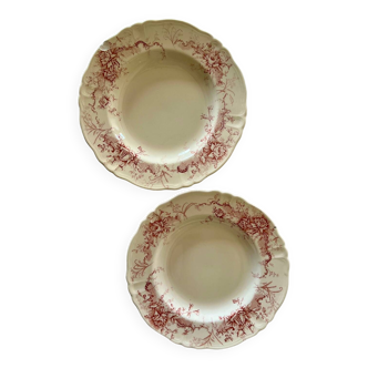 Pair of hollow iron earthenware plates - Rocroy Longchamp