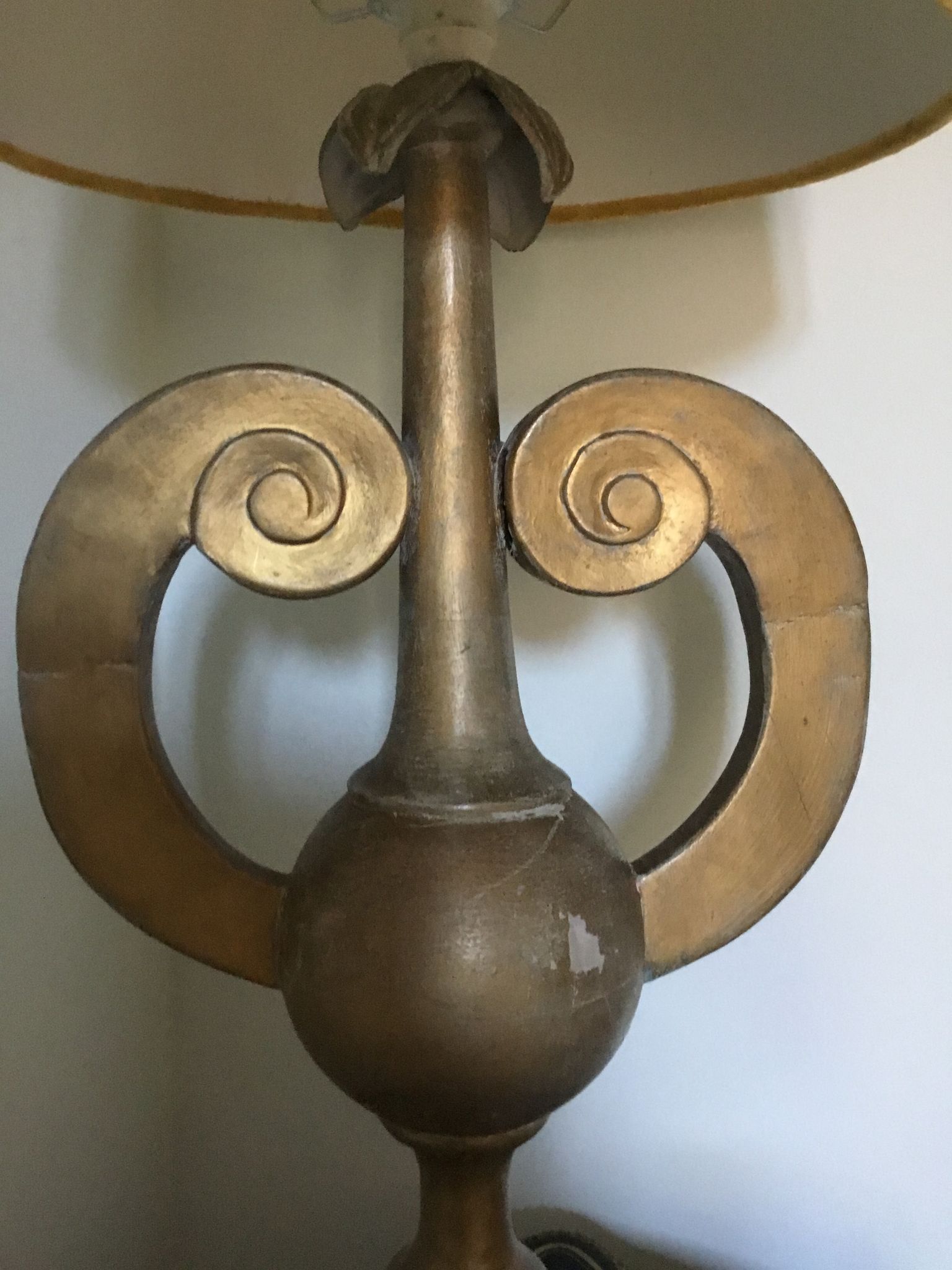 Large gilded wooden lamp