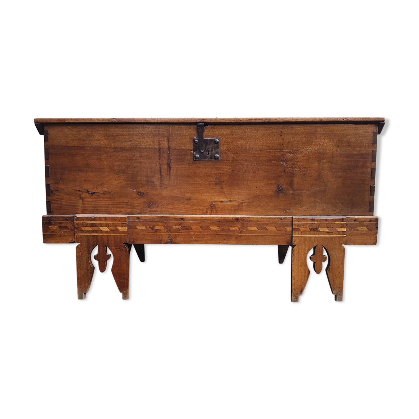Former large wedding chest, solid wood, mid 19th century