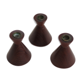 Set of 3 Teak Midcentury Candlesticks