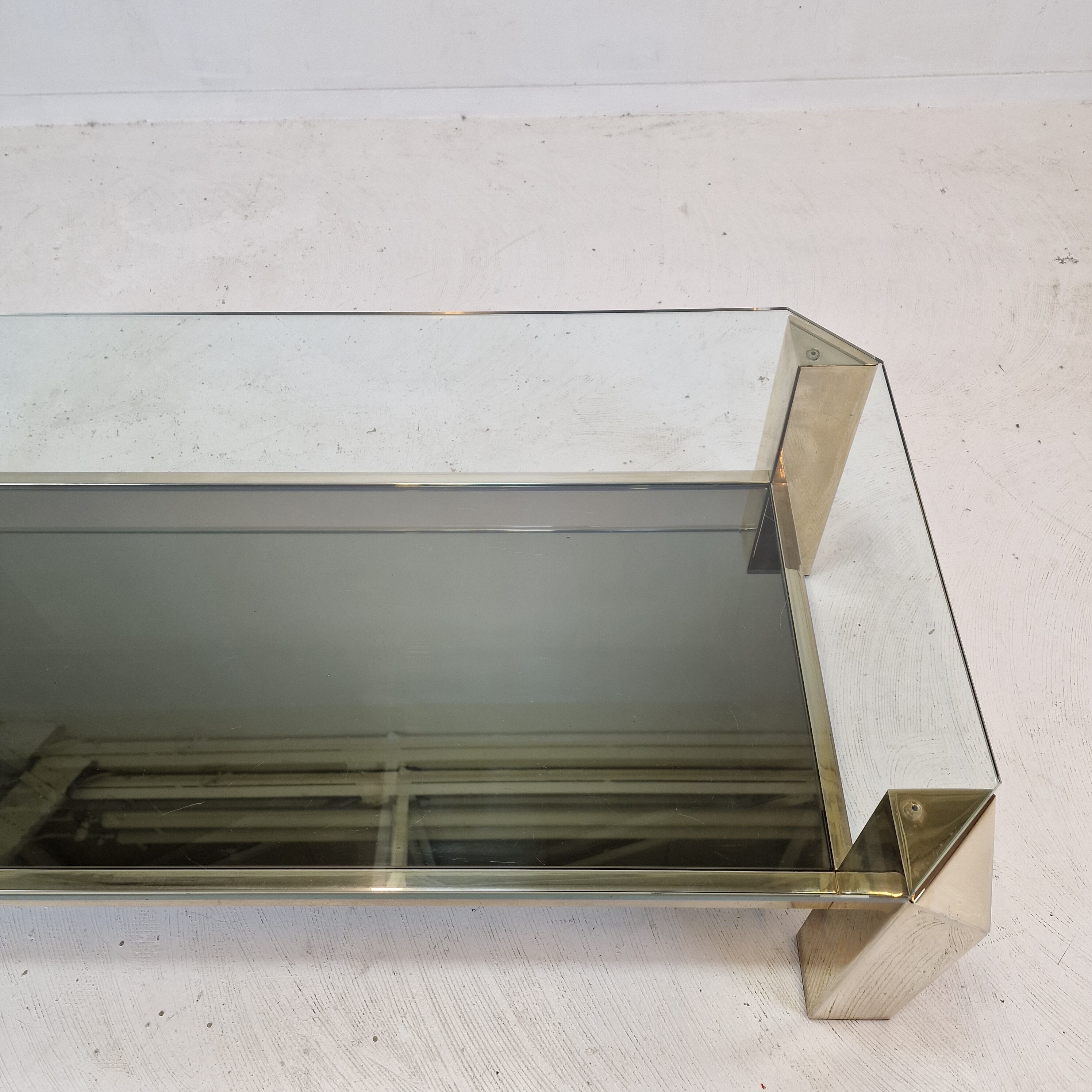 Belgo chrom coffee table 23kt gold plated, 1970's