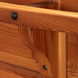 Brutalist mid-century wooden bar with 3 bar chairs, 1970s