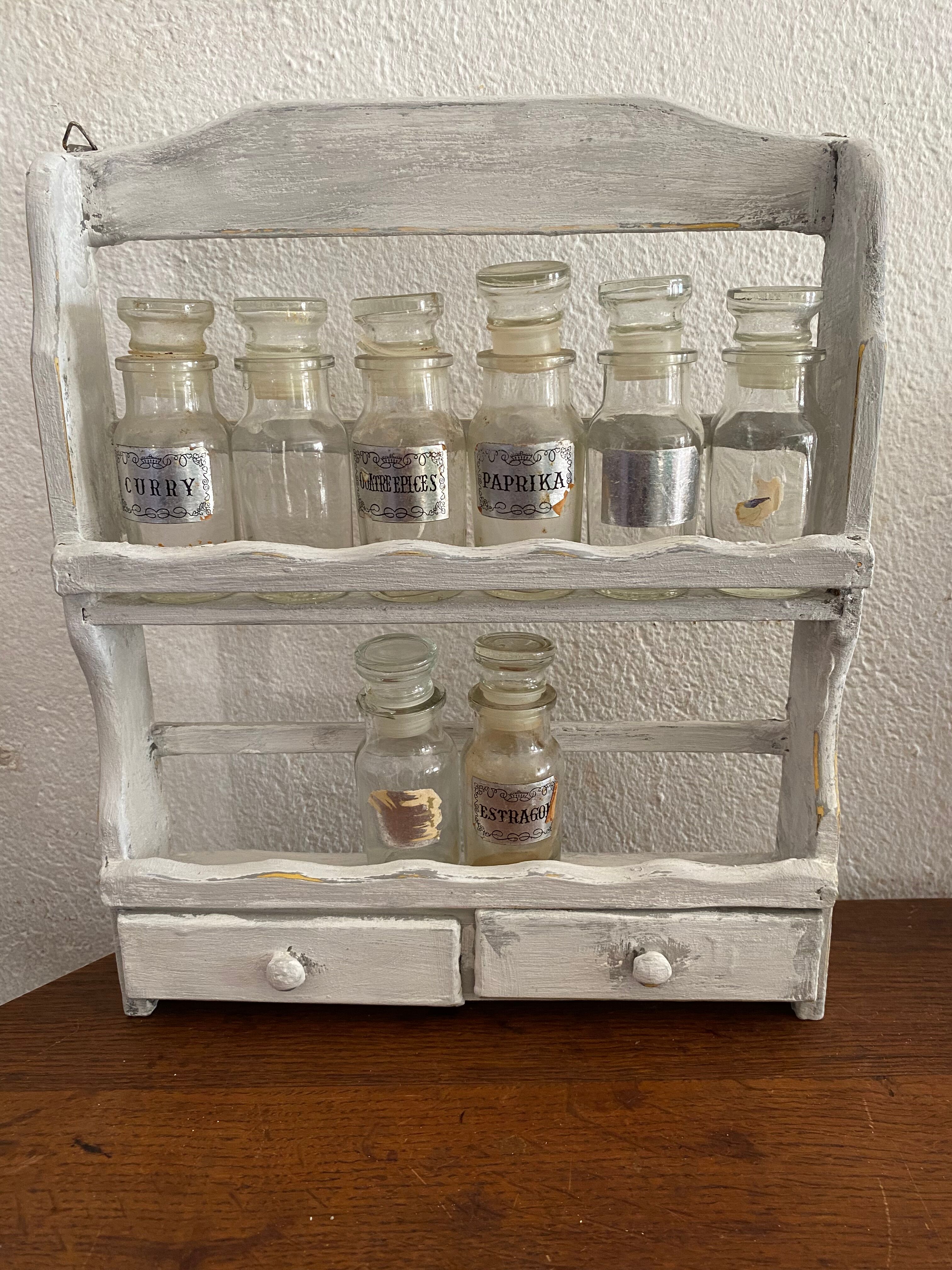 Wooden spice shelf in the 80s.
