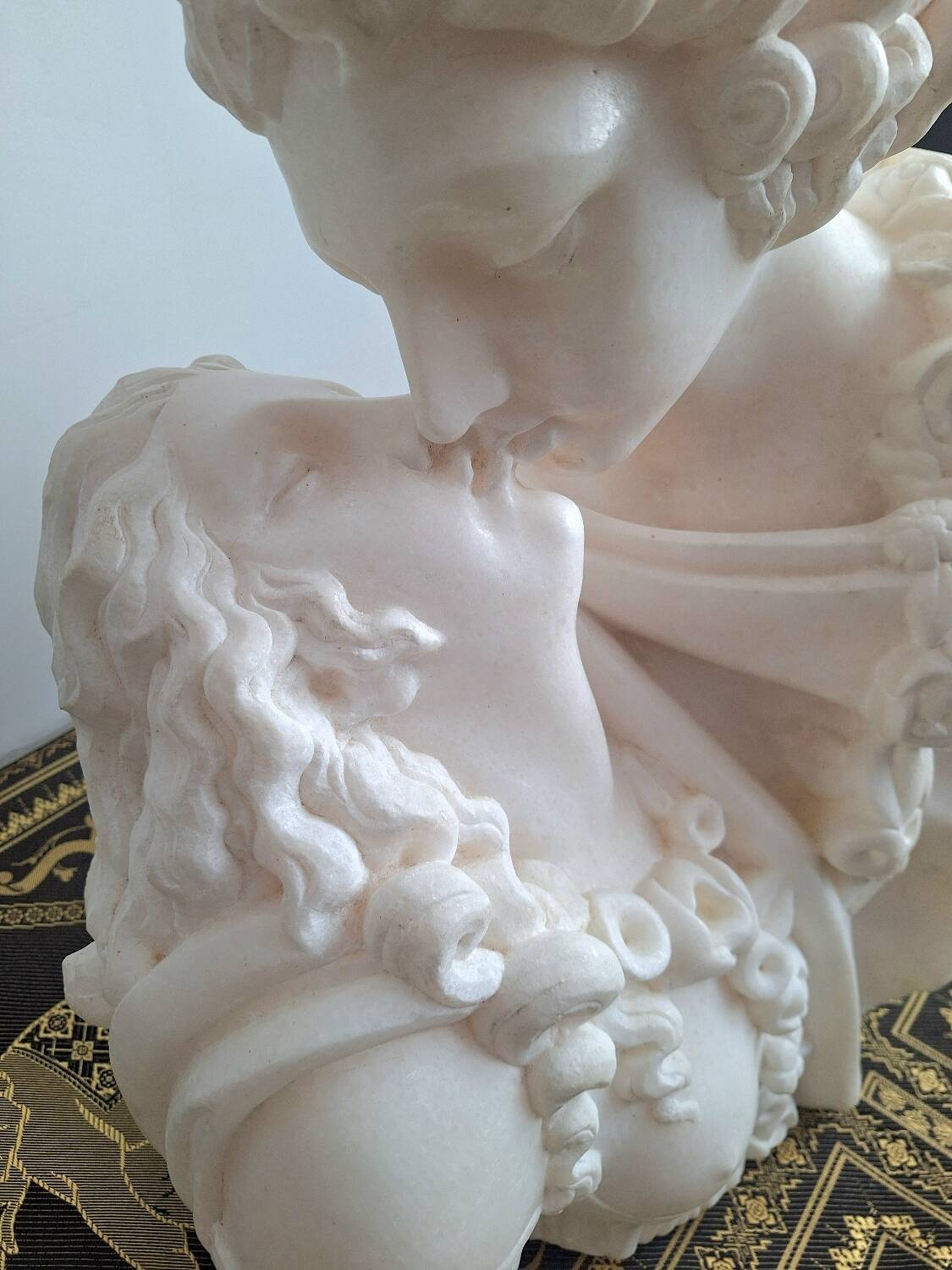 Grand marbre de Carrare d’après Jean-Antoine Houdon, buste ancien « le