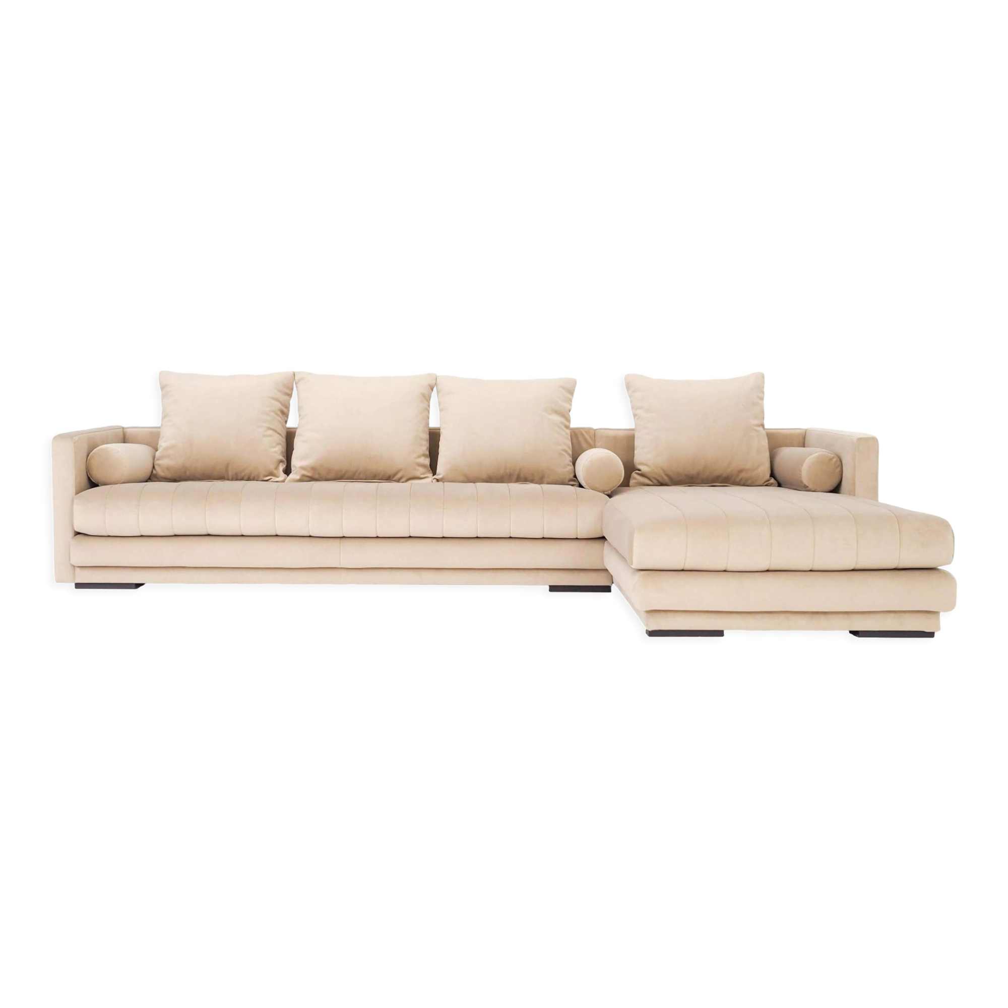 Canapé d’angle kopenhaga beige velour, design scandinave