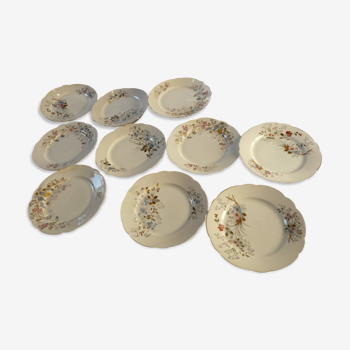 10 assiettes dessert porcelaine xixème