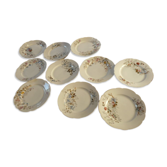 10 assiettes dessert porcelaine xixème