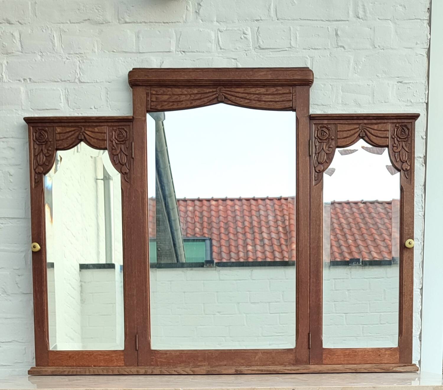 Miroir triptyque art déco chêne