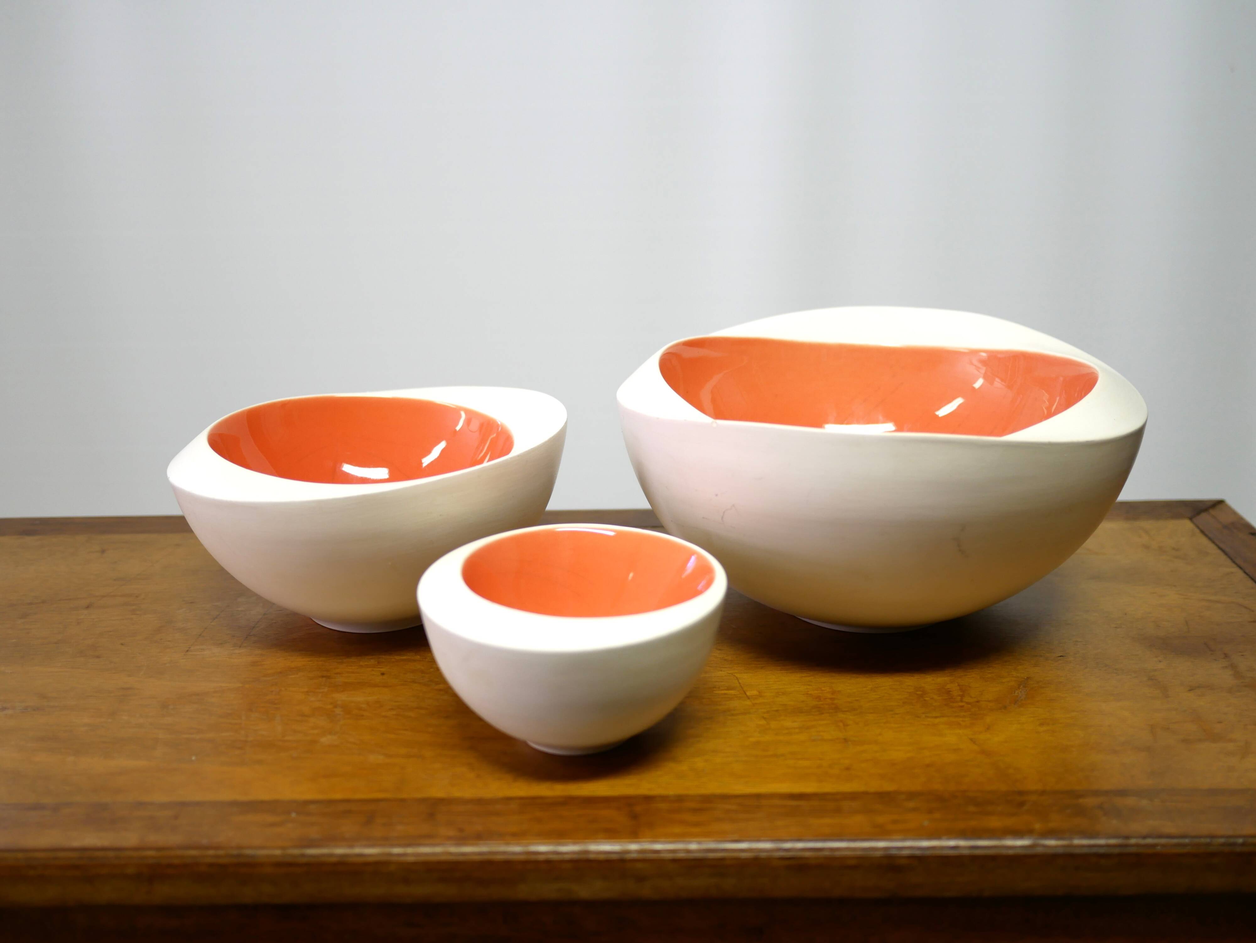 Set of 3 ceramic bowls by Olav Slingerland, Netherlands