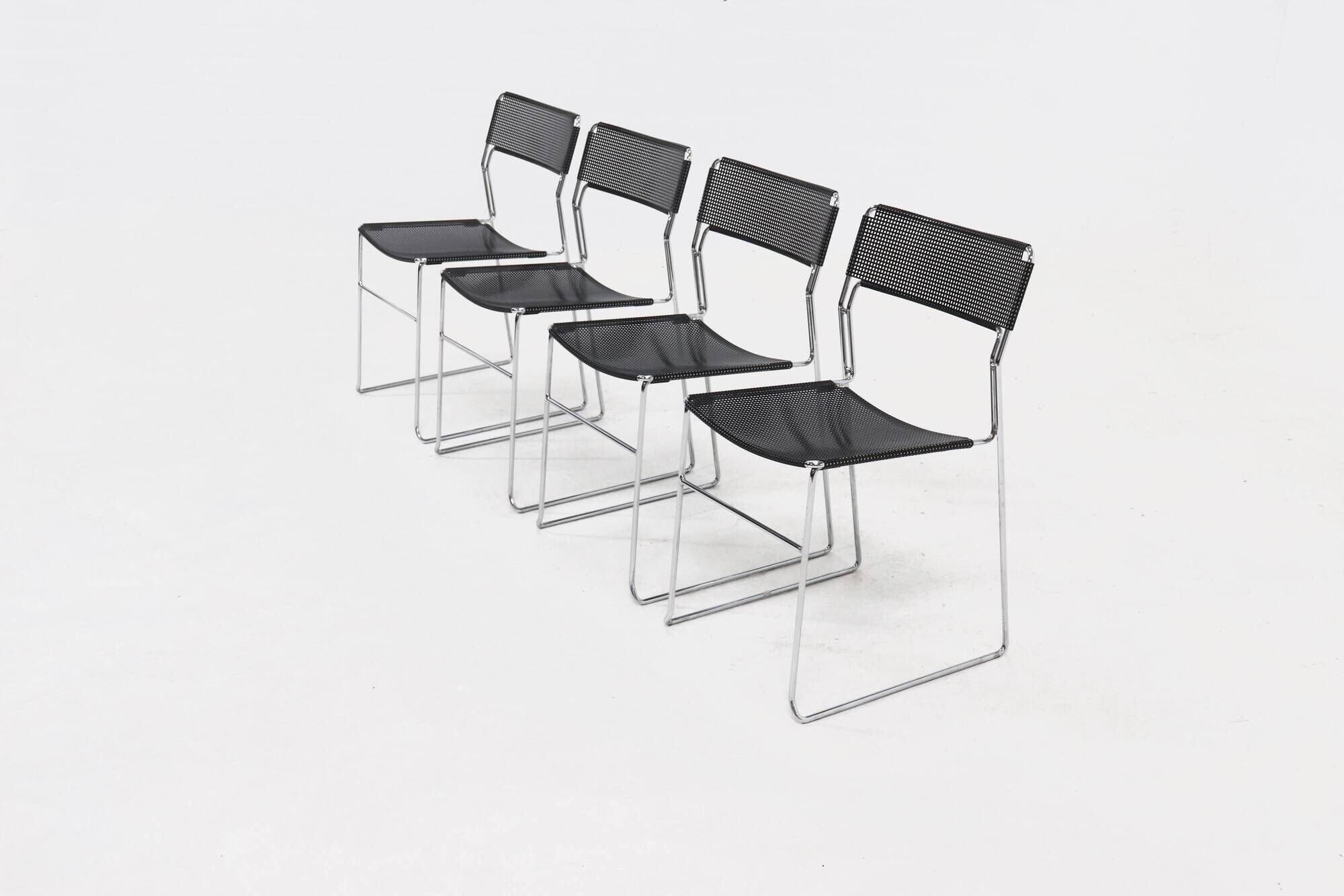 Set of 4 "Sultana" stacking dining chairs by Arrben Italy, 1980s