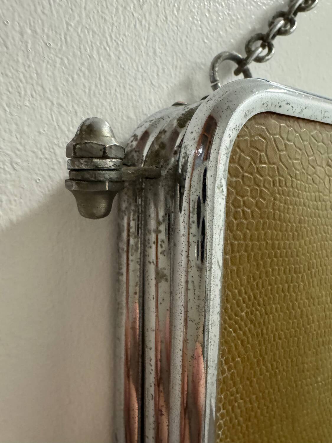 Bevelled triptych barber mirror from the 1950s.