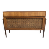 Petit buffet en teck avec façade sanglée, années 1960