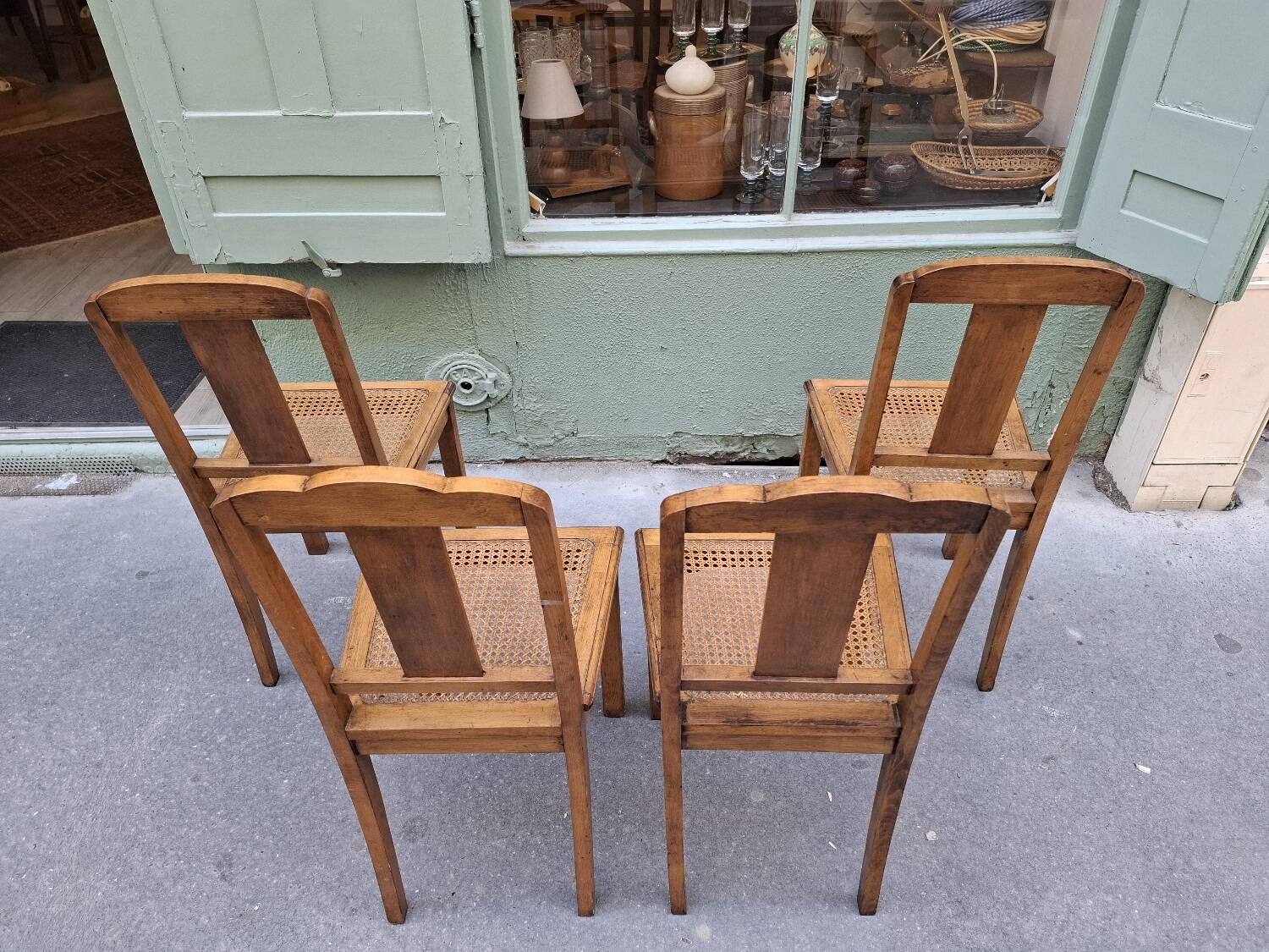 4 chaises cannées art deco