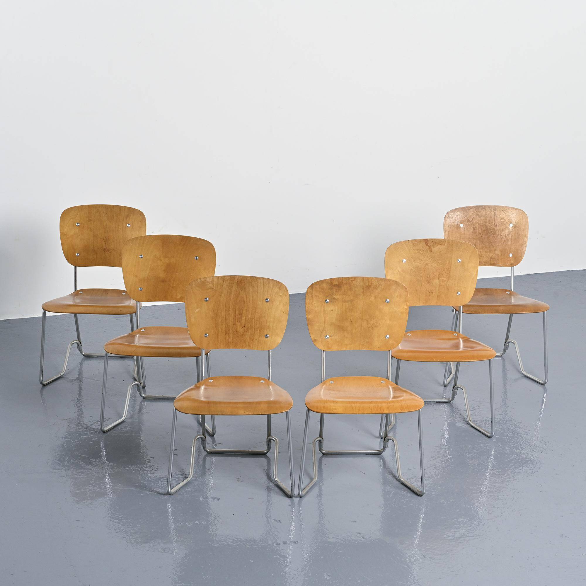 Suite de 6 chaises Alu-Flex par Armin Wirth, vers 1965