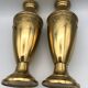 Pair of golden brass vases with floral frieze pattern 27.5 cm