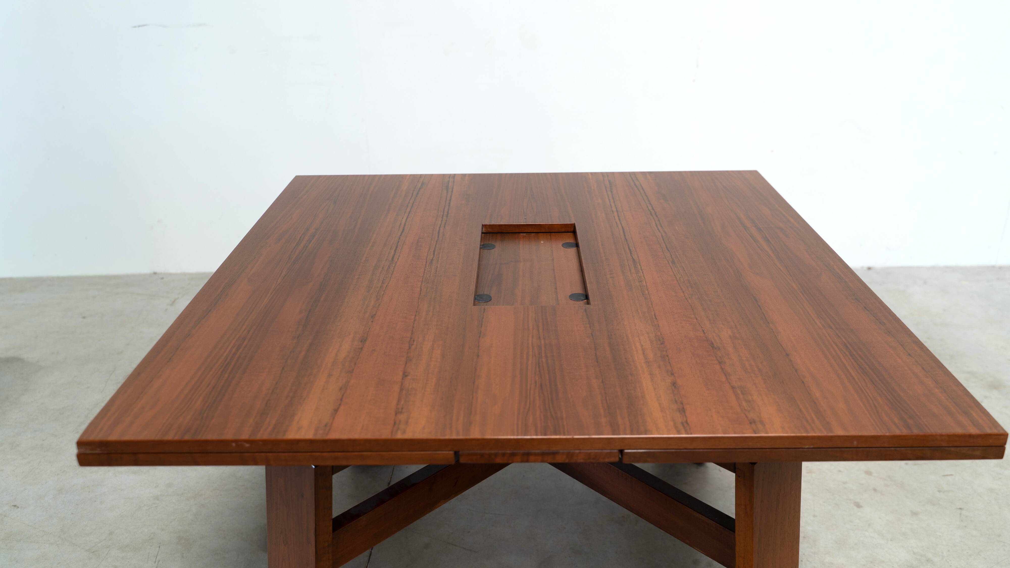 Square extendable dining table by Silvio Coppola for Bernini