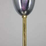 Art Deco brass and aluminum chandelier with cream glass, Czechoslovakia 1930s