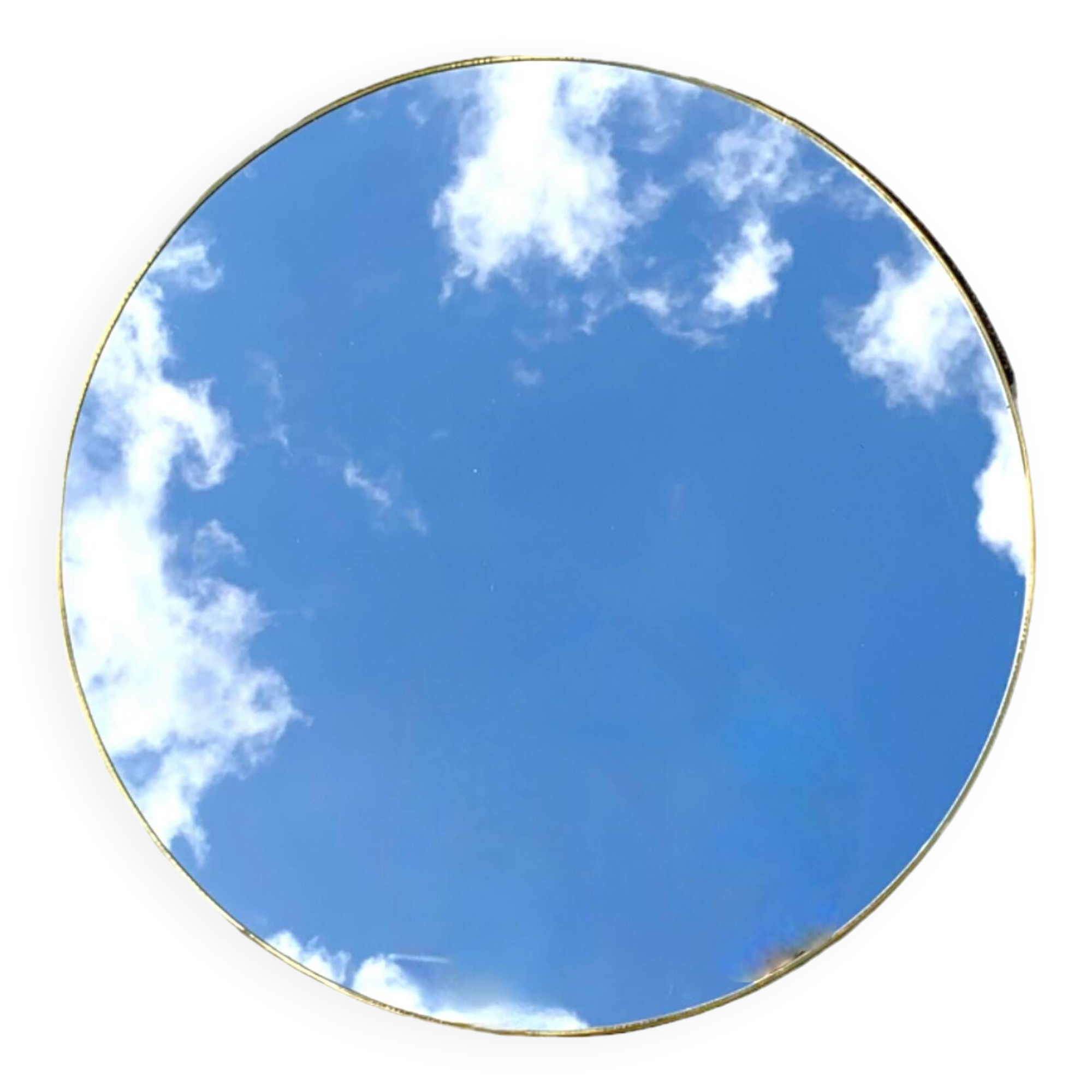 Round mirror with brass rim - 55 cm