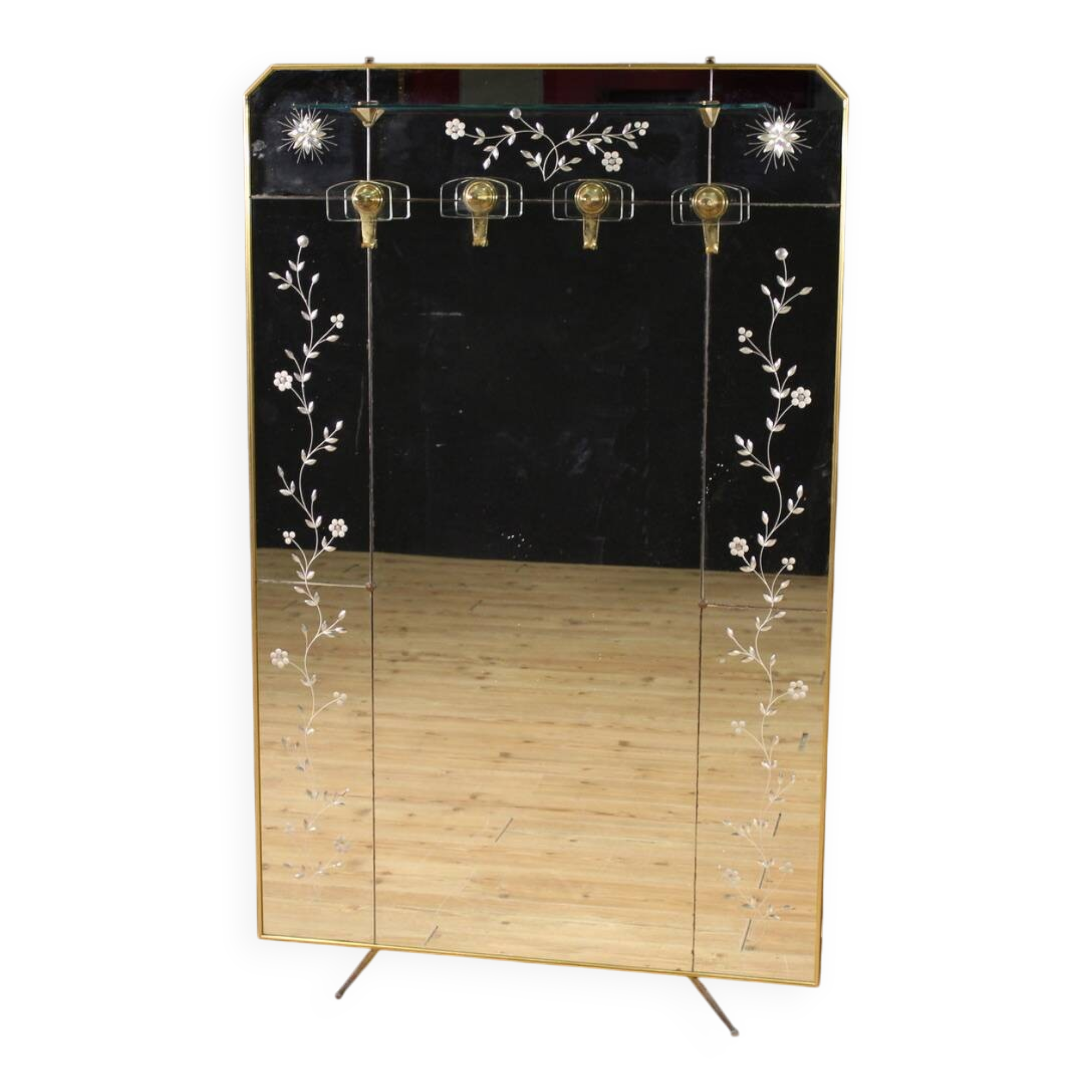 20th-century designer mirror coat rack