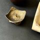 Hammered brass candle holder, brutalist design, 1970s