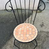 Set of 4 terracotta ceramic mosaic chairs