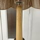 Lampadaire vintage en bois naturel et abat jour en corde années 1960