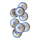 Set of 8 antique soup plates, blue flower decorations
