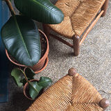Pair of mid-century mulched stools
