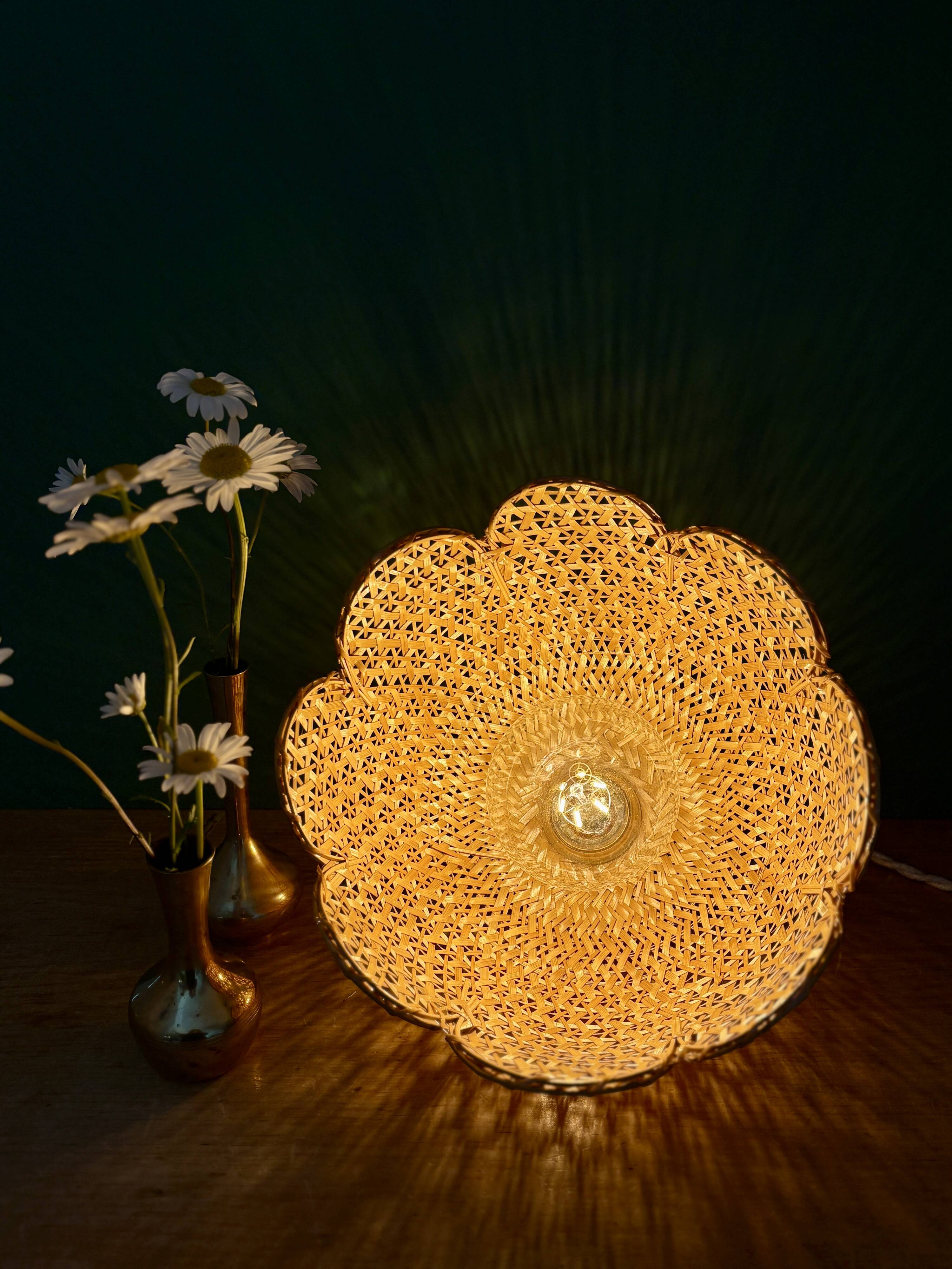 Vintage pendant light in natural materials