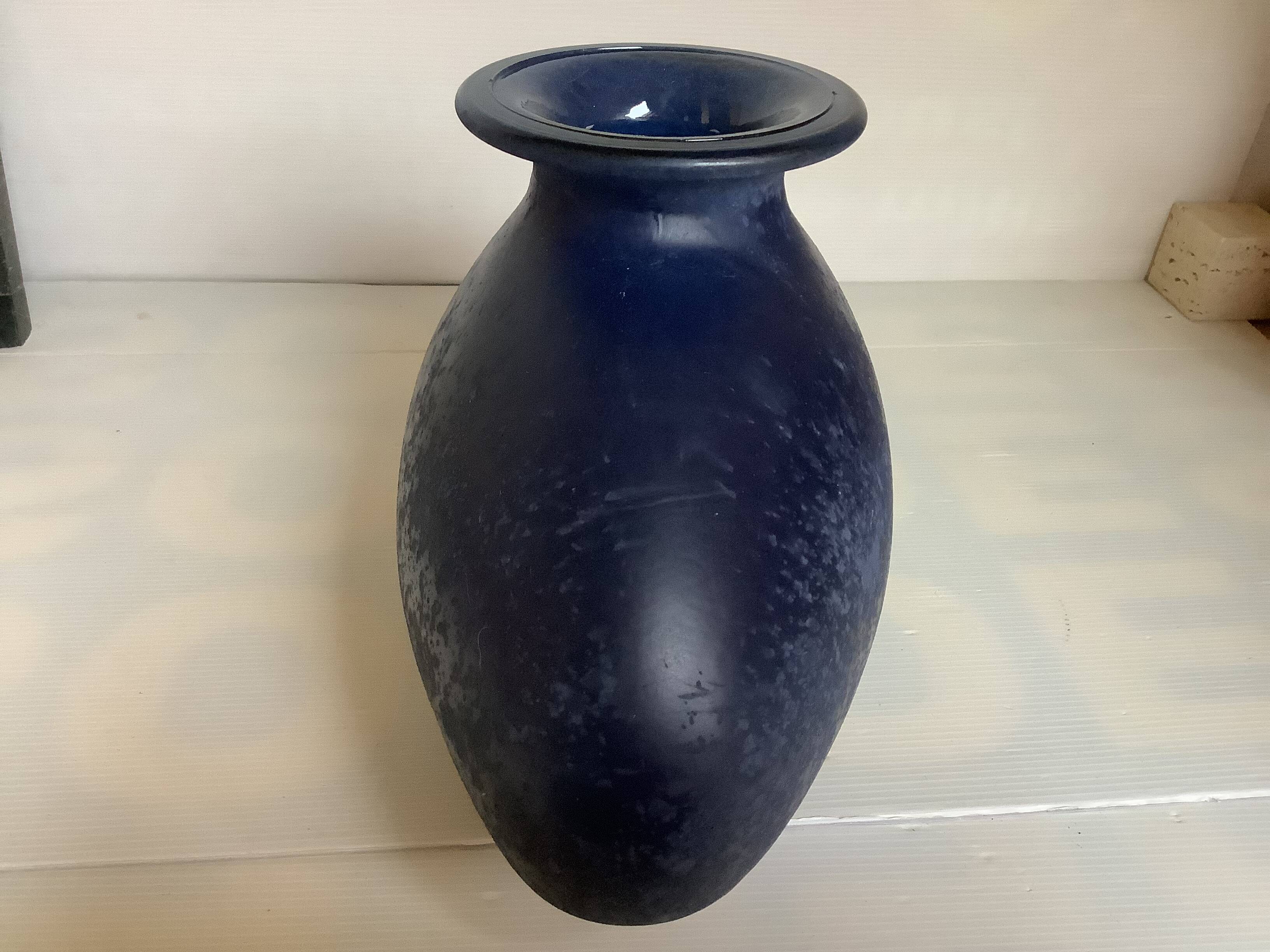 Large blue ovoid Scavo vase