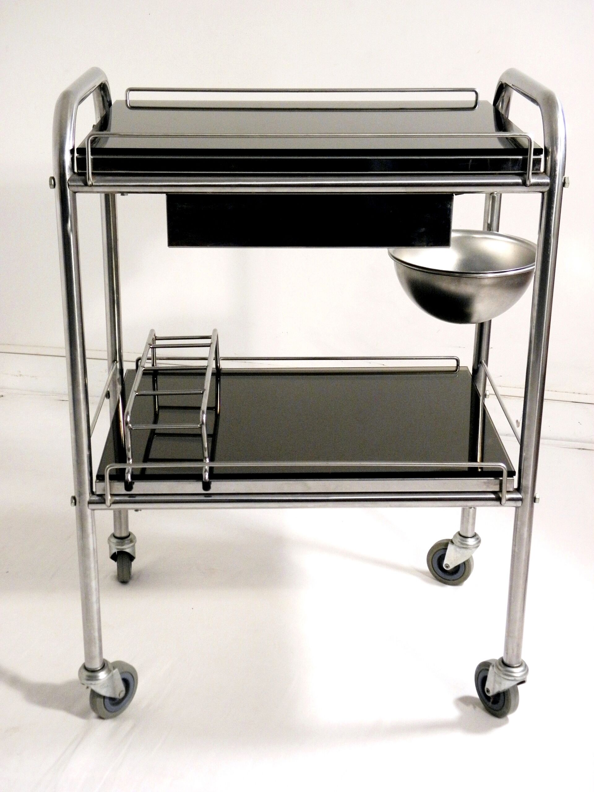 Cart serving stainless steel and glass 70s