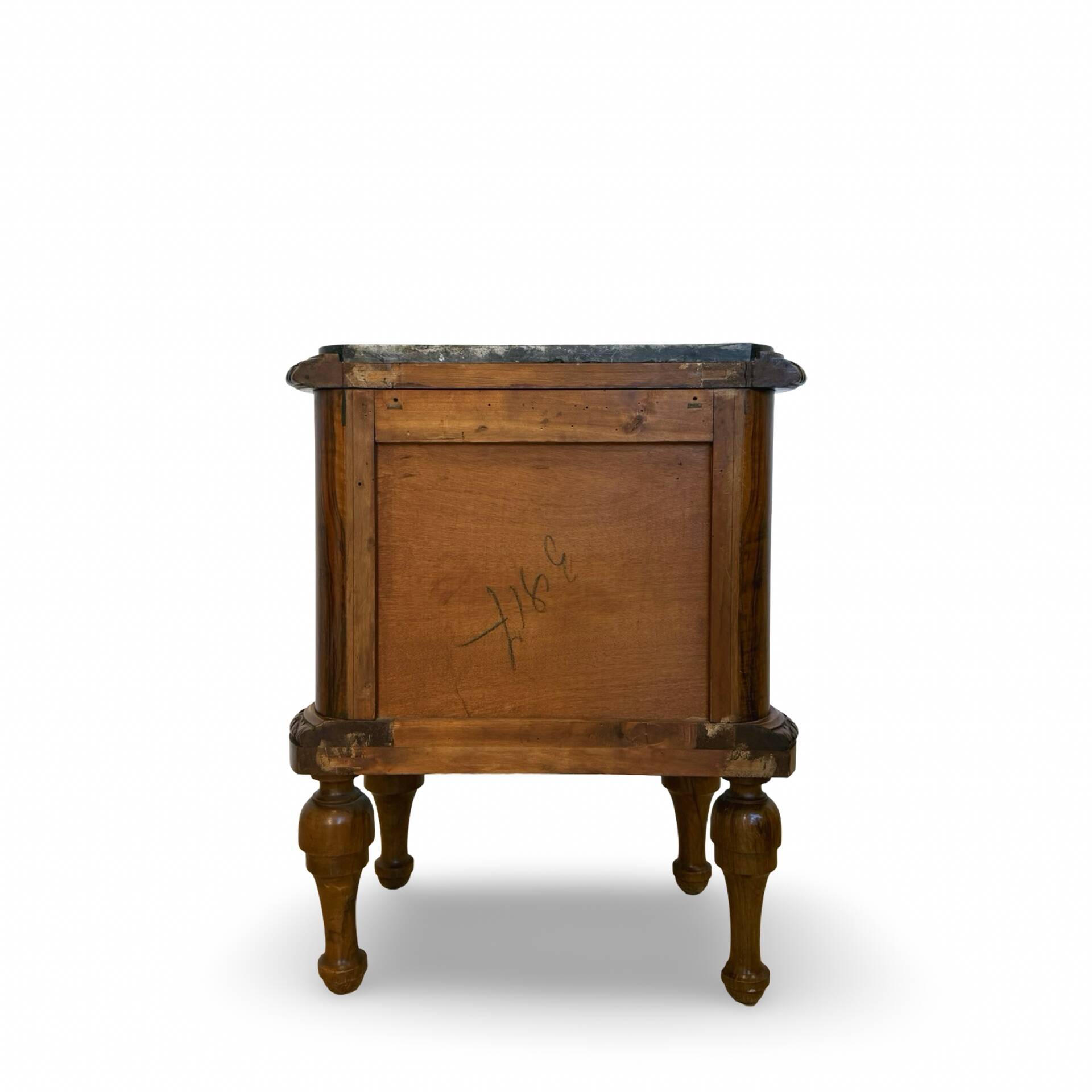 art deco walnut serpentine nightstands, 1920s